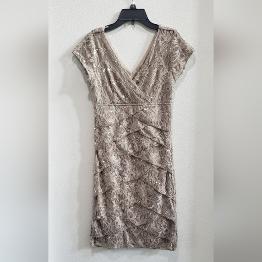 scarlett light brown/ tan sequined party dress size 6